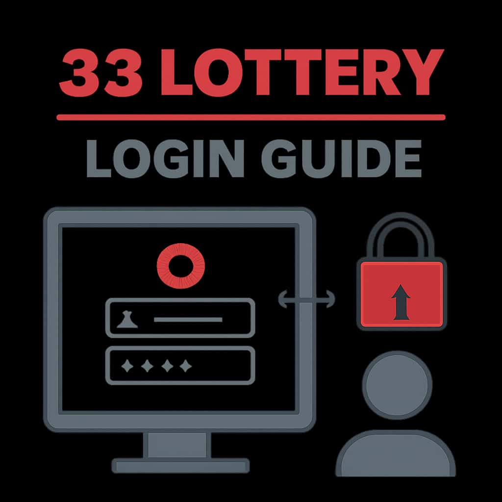 An educational diagram detailing the login process for 33 Lottery users.