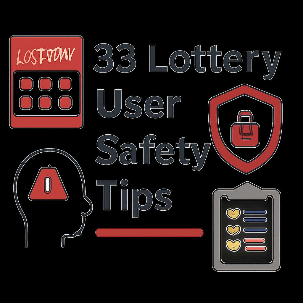 Diagram illustrating 33 Lottery User Safety Tips.